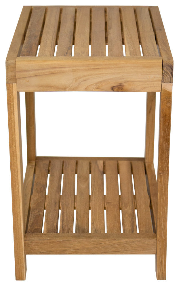 Nordic Style Natural Teak Spa Bench With Shelf "“ 18"³