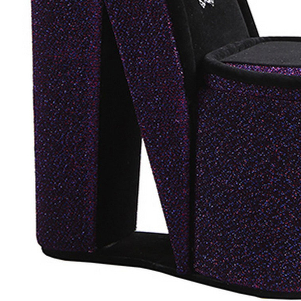 Benzara BM240355 High Heel Shoe Jewelry Box With 3 Hooks and Storage, Purple