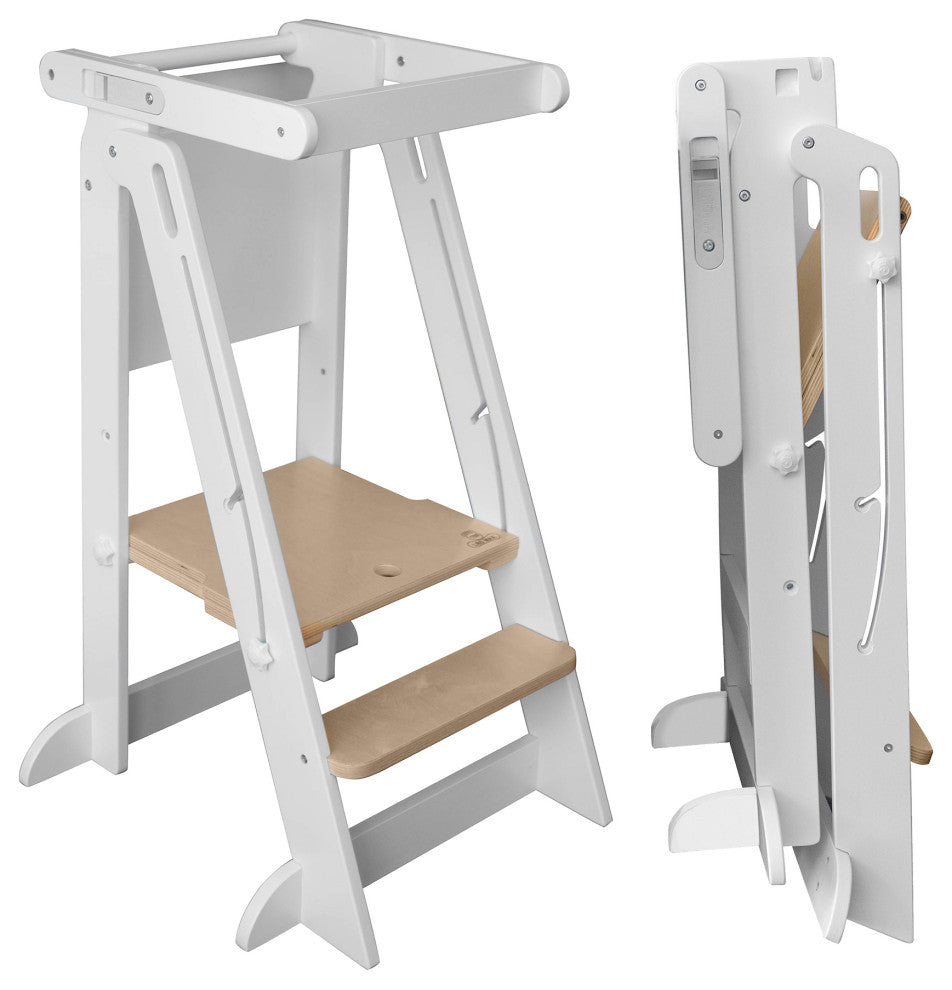 Little Partners Learn 'N Fold Learning Tower, Soft White With Natural