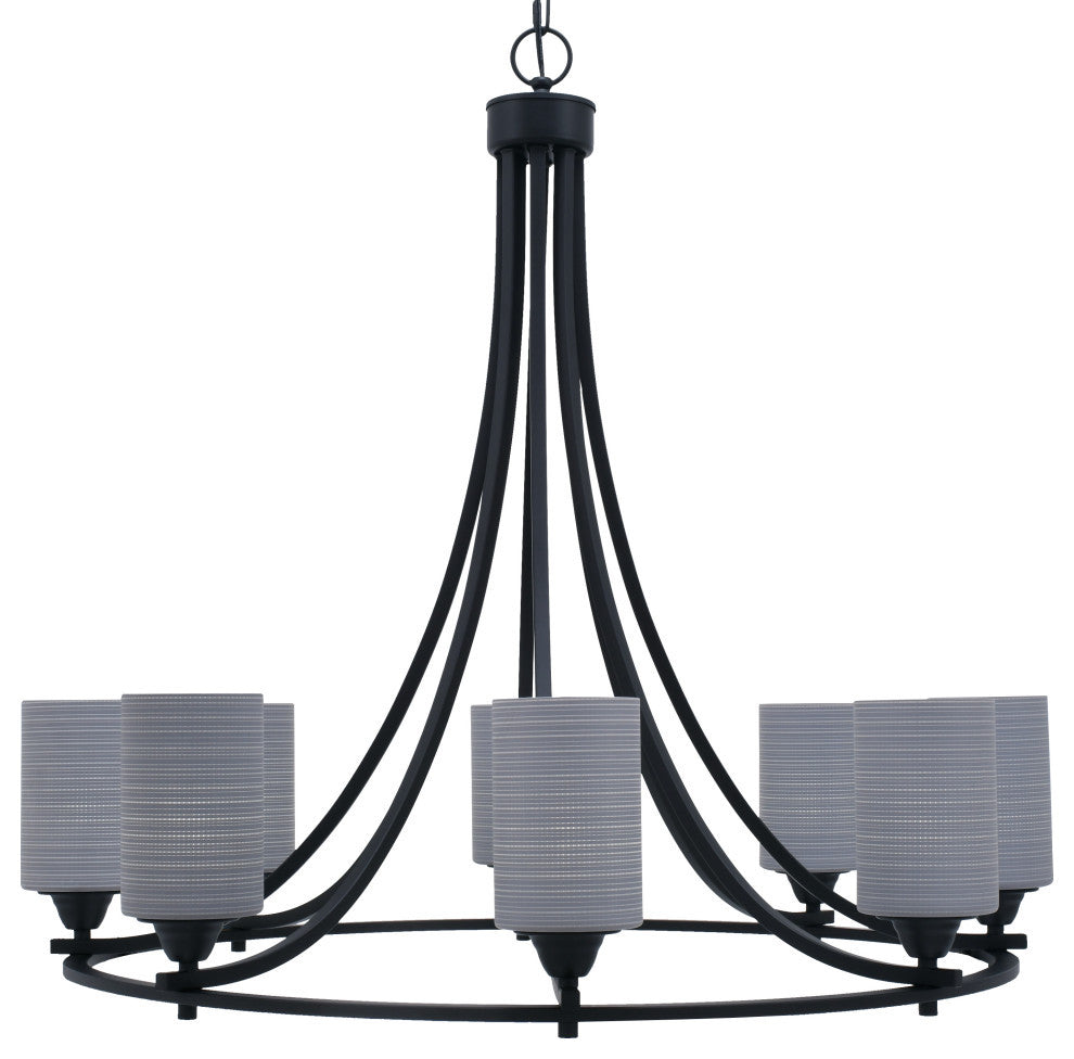 Paramount Uplight 8-Light Chandelier, Matte Black, 4" Gray Matrix Glass
