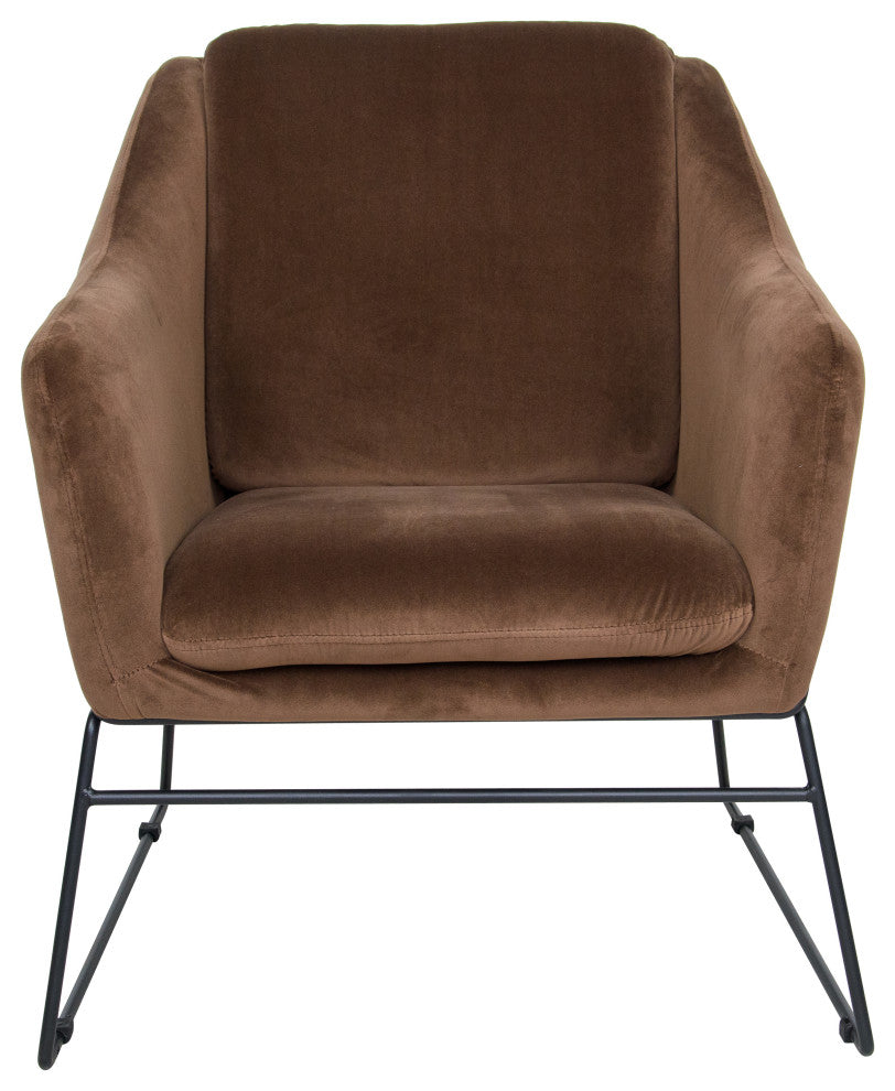 Harmony Mid-Century Modern Velvet Accent Armchair, Coffee Brown