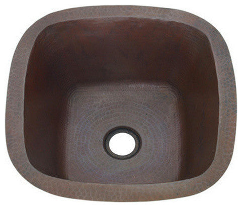 13" Handcrafted Small Square Hammered Copper Bar Sink