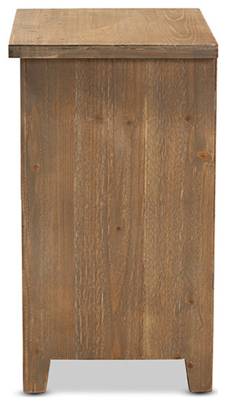 Clement Rustic Transitional Medium Oak Finished 2-Drawer Wood Spindle End Table