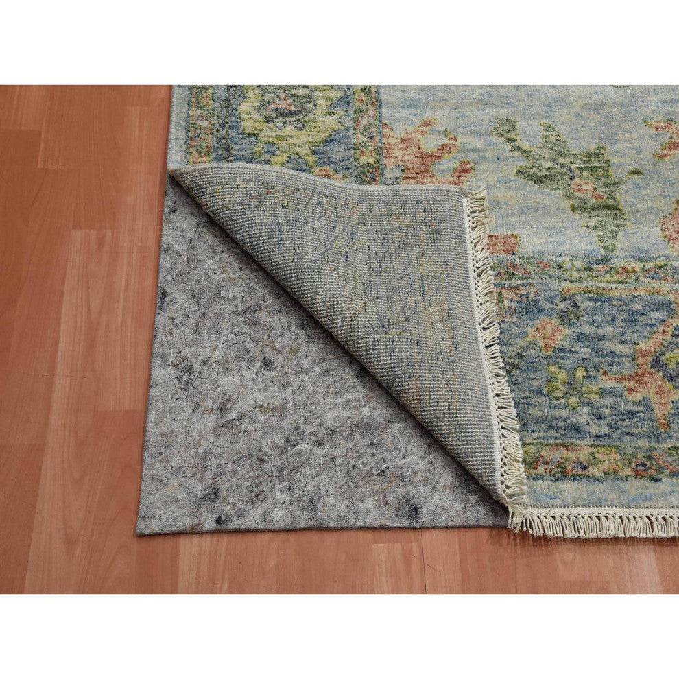 Gray Wool Hand Knotted Oushak Salt and Pepper Design Oriental Rug, 8'0"x10'0"