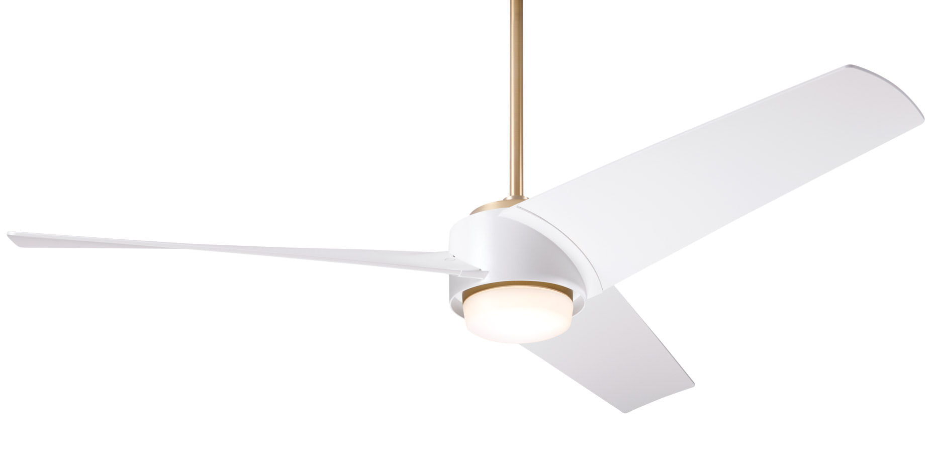 Ambit 56" Fan, Satin Brass and Matte White/White Blades, Light/Remote