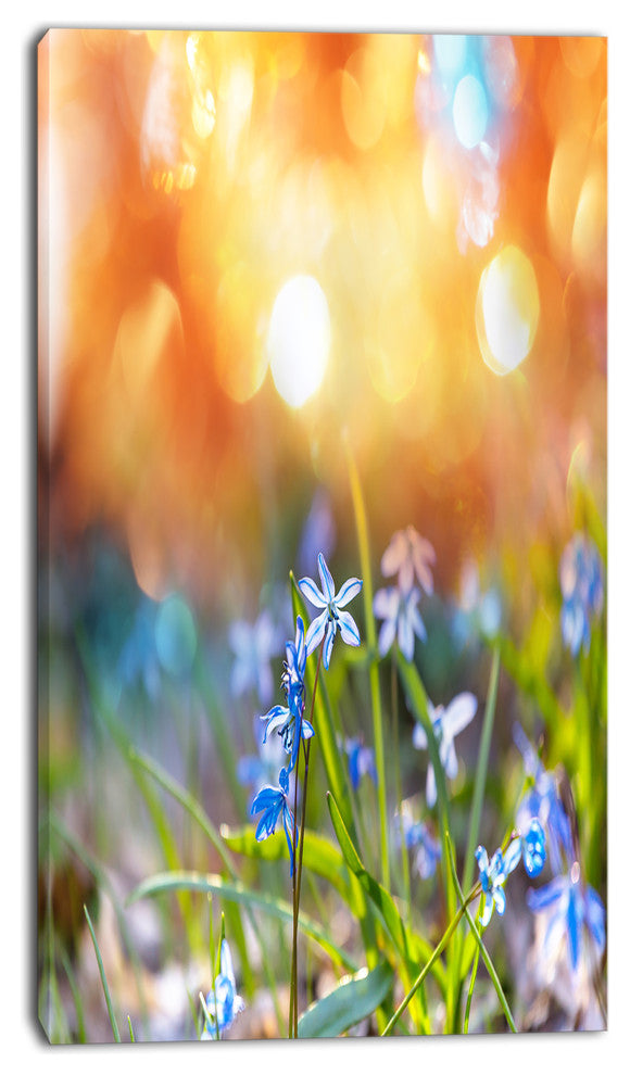 Little Flowers Meadow with Snowdrops, Floral Canvas Art Print, 16"x32"