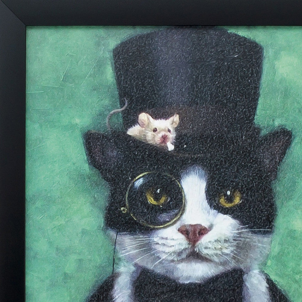 11"x11" Black Frame Tuxedo Cat