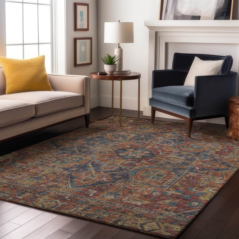 Premium Machine Washable Mayfield AMF571 Red 3' x 5' Rug