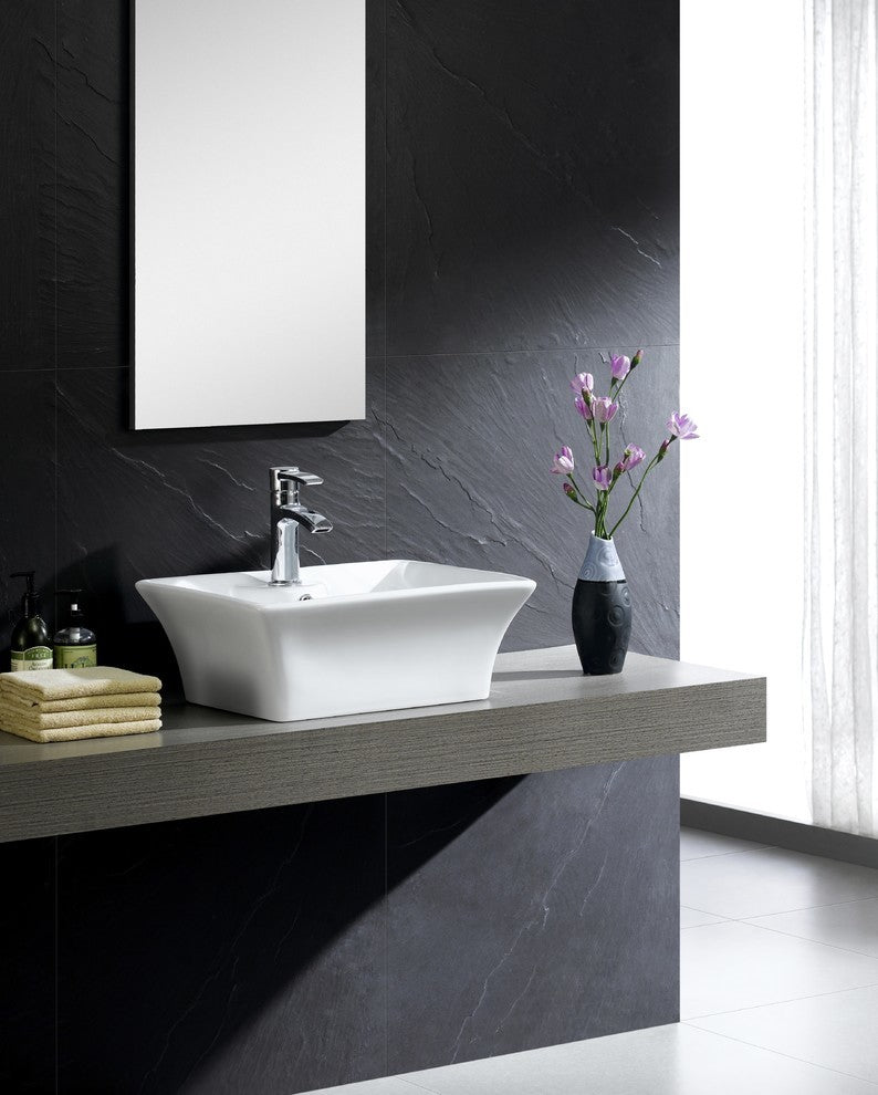 Fine Fixtures White Vitreous China Concave Square Vessel Sink