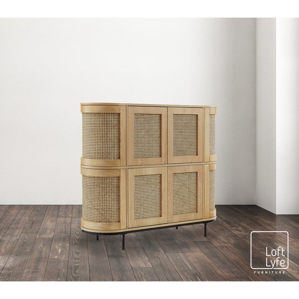 Loft Lyfe Darrius Cabinet, Storage, 4-Door, 55Lx17.7Wx47H, Oak