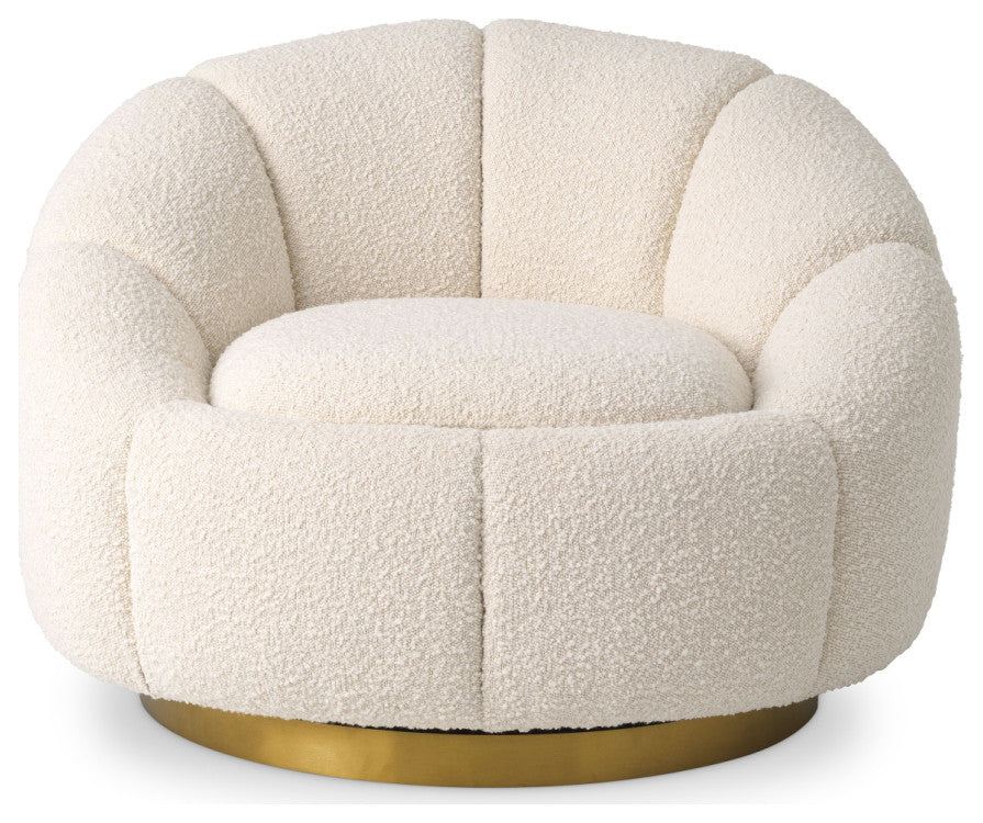 Cream BouclâˆšÂ© Brass Base Swivel Chair | Eichholtz Inger