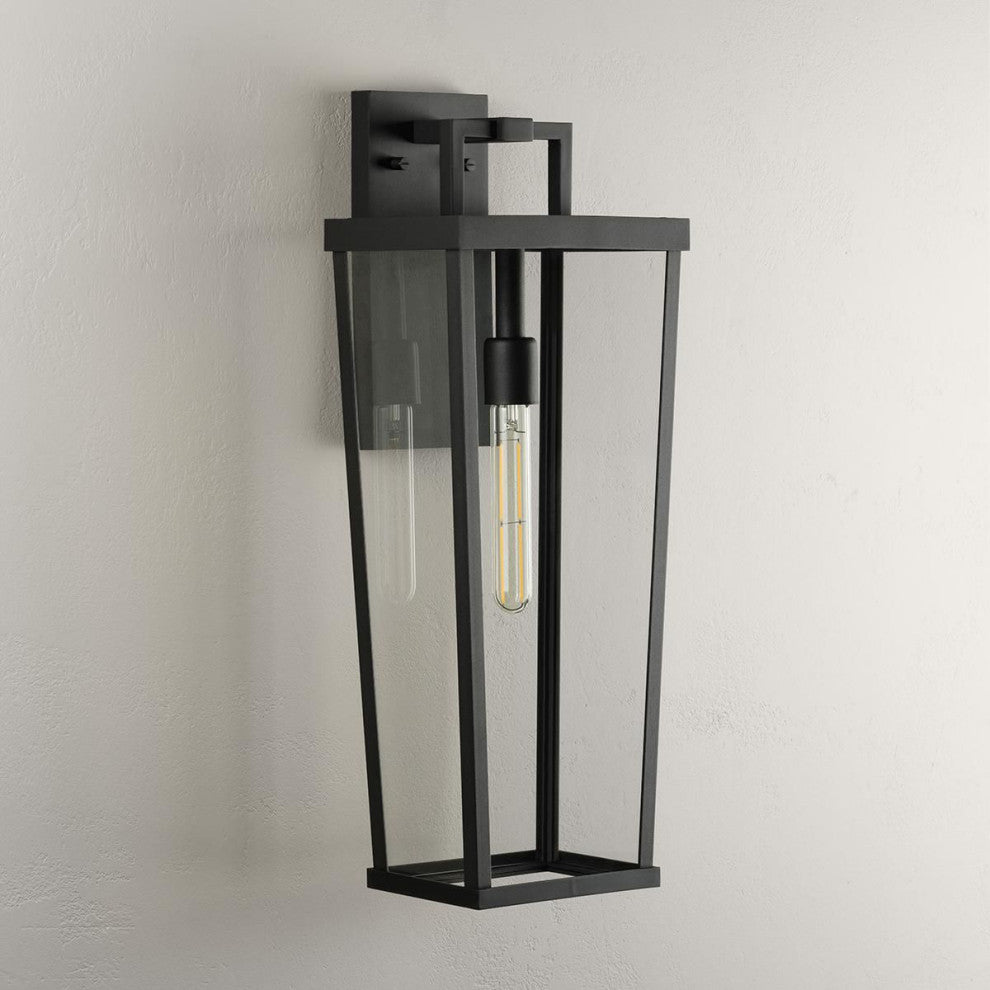 Tryon One-Light Black New Traditional Outdoor Wall Lantern, 9.5x7x24"
