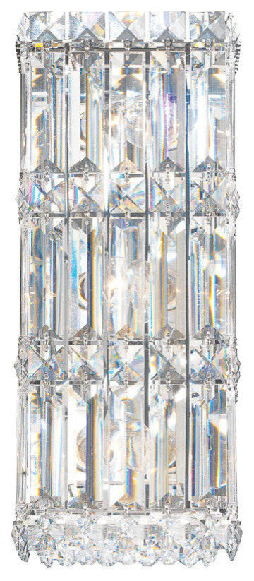 Quantum 3-Light Wall Sconce, Stainless Steel, Clear Crystals