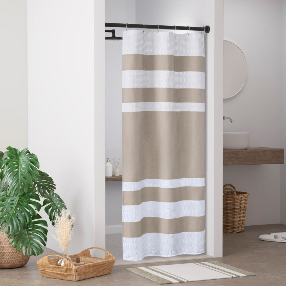 Madison Park Spa Waffle Shower Curtain With 3M Treatment