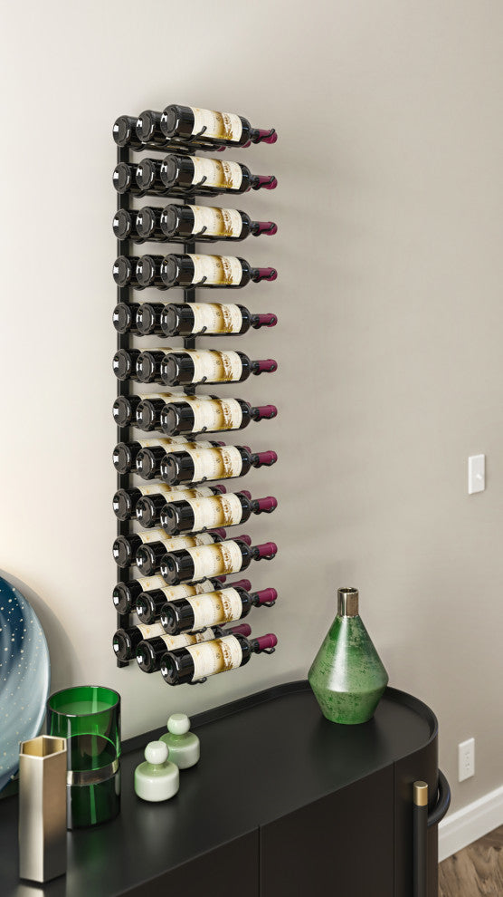 W Series Wine Rack 4 Wall Mounted Metal Bottle Storage, Matte Black, 36 Bottles (Triple Deep)