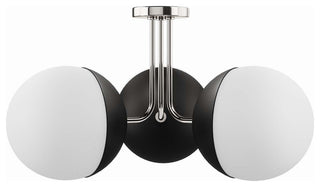 Stellar 3-Light Semi-Flush Ceiling Light, Opal Polished Nickel
