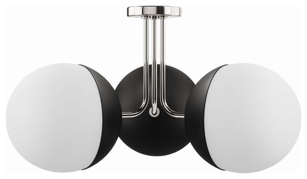 Stellar 3-Light Semi-Flush Ceiling Light, Opal Polished Nickel