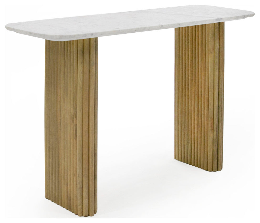 Modrest Cambridge White Marble and Mango Console Table