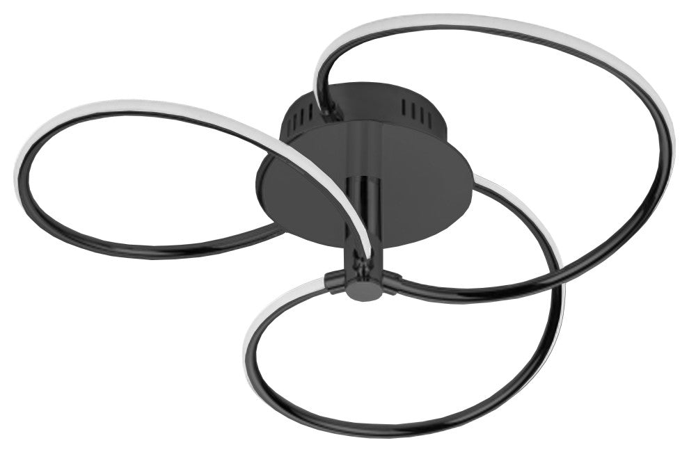 Matte Black Contemporary Semi-Flush Mount With White Silicone