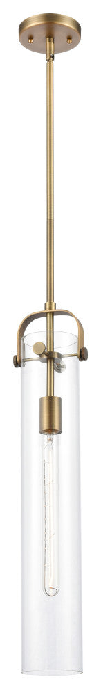 Pilaster 1 Light 4" Stem Pendant, Brushed Brass, Clear Glass