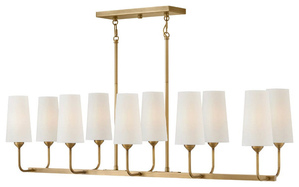 Hinkley 44.25" Lewis Ten Light Linear Chandelier, Heritage Brass
