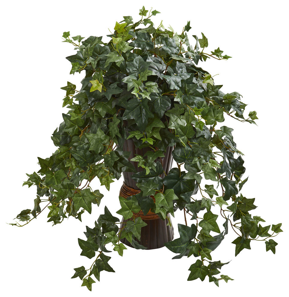 Nearly Natural Ivy Artificial Plant in Bamboo Planter