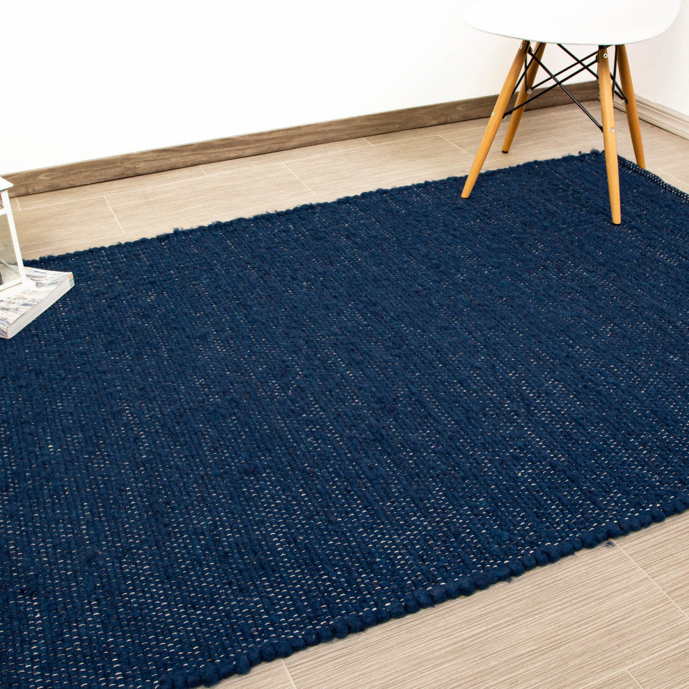 Casual Wool Rug Navy Blue 5'' X 7'' Elements