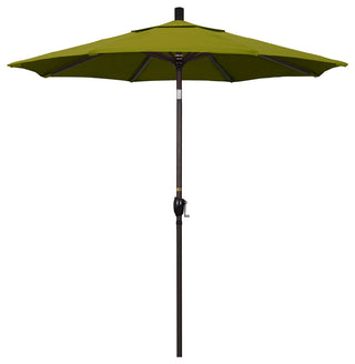 7.5' Bronze Push-Button Tilt Crank Aluminum Umbrella, Ginkgo Pacifica