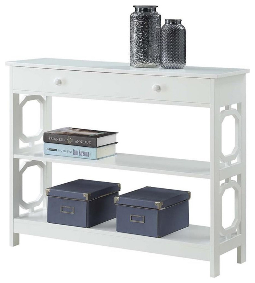Convenience Concepts Omega Storage Console Table in White Wood Finish