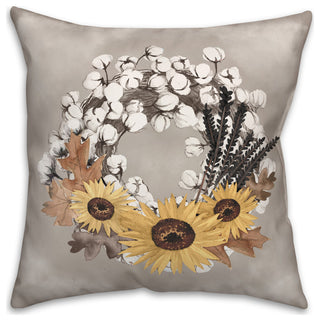 Cotton Harvest Wreath 20x20 Spun Poly Pillow