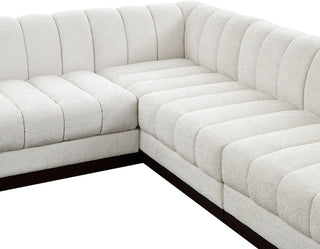 Quinn Chenille Upholstered 5-Piece L-Shaped Modular Sectional, Cream