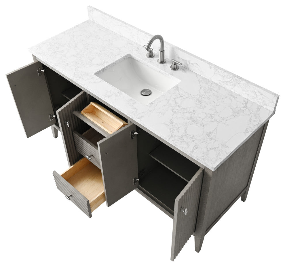 Vanity Art Freestanding Vanity, Driftwood Gray, 60", Single Sink, Brushed Nickel