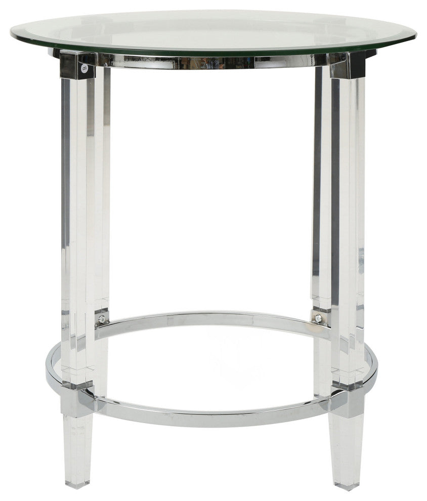 GDF Studio Orson Acrylic and Tempered Glass Square Circular End Table