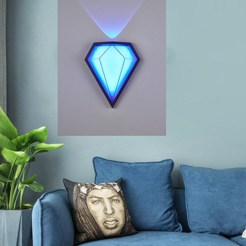 Outdoor Waterproof Diamond Shape Colorful Light LED Wall Lamp For Garden, Green