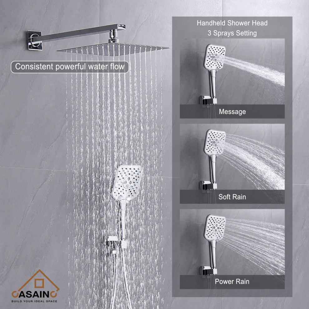 Brushed Nickel Wall Mounted  Shower Faucet Waterfall Shower Bar System, Chrome