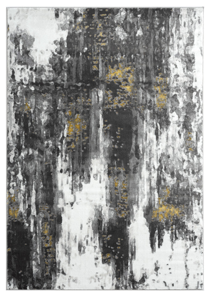 Abani Luna LUN100A Contemporary Gold and Grey Abstract Area Rug
