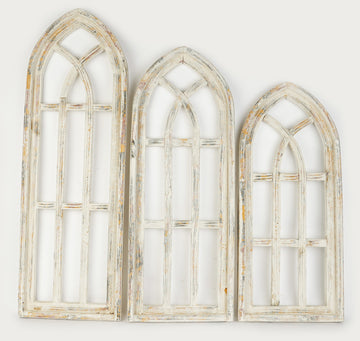 3-Piece Cathedral Farmhouse Wood Window, Set