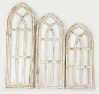 3-Piece Cathedral Farmhouse Wood Window, Set