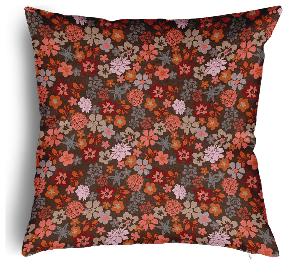 Succulent Garden Accent Pillow With Removable Insert, Brown, 20"x20"