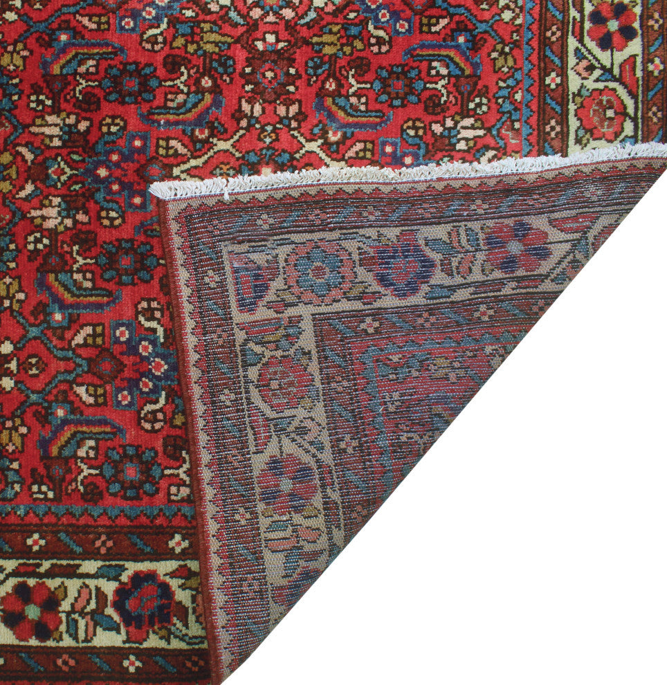 Fine Vintage Distressed Yul Red/Ivory Runner, 3'6 x 10'3