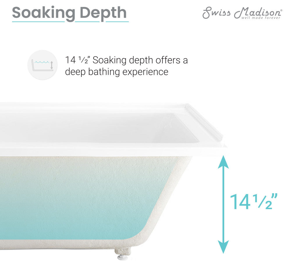 Voltaire 54x30, Acrylic Glossy White, Alcove, Bathtub, Left-Hand Drain