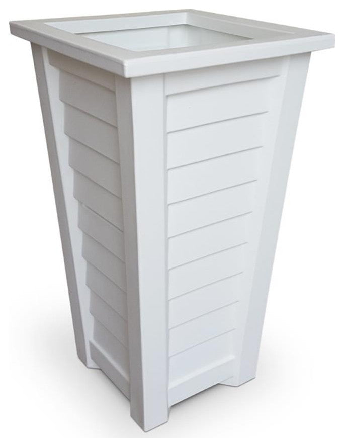 Mayne Lakeland 28" Tall Weatherproof Coastal Plastic Planter in White