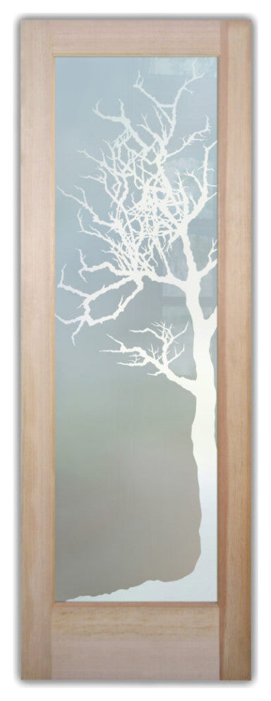 Front Door - Winter Tree - Fiberglass Grain - 36" x 80" - Knob on Right -...