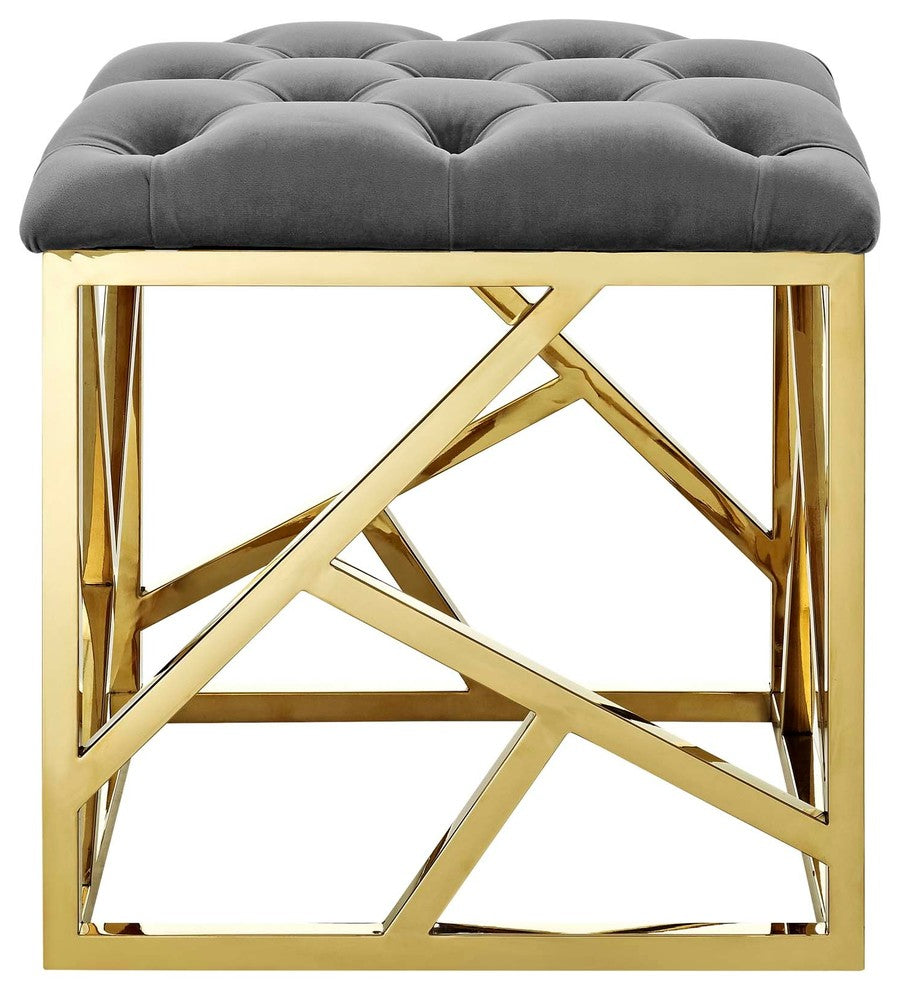 Modway Intersperse Ottoman, Gold Gray