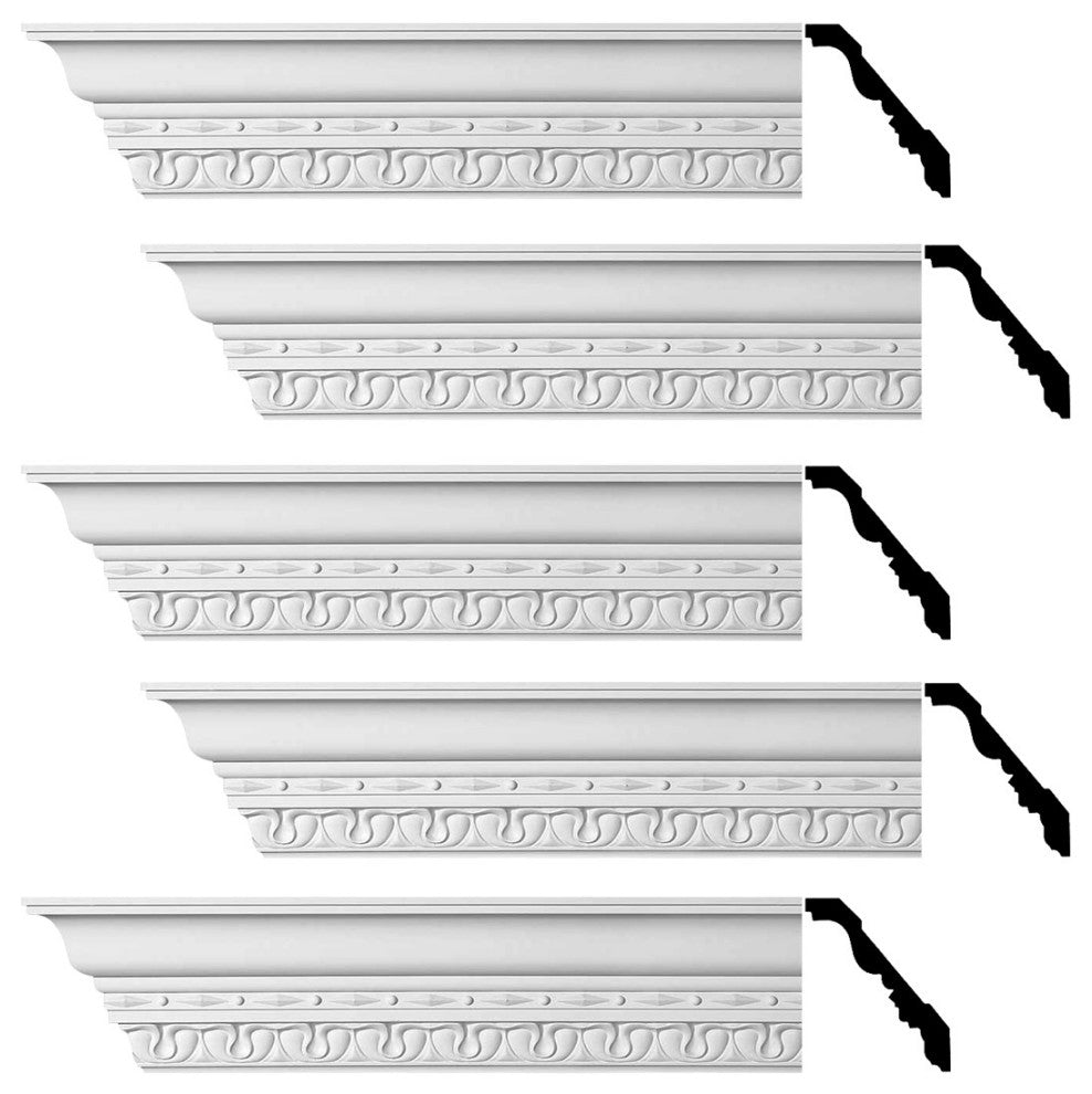 Cornice White Urethane Kingsbridge Ornate Design 5 Pieces Totaling 480" Length