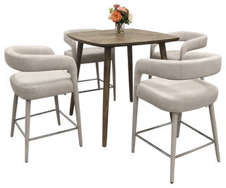 Cole 5-Piece Counter Set With Gathering Table And 4 Galway Ivory Counter Chairs