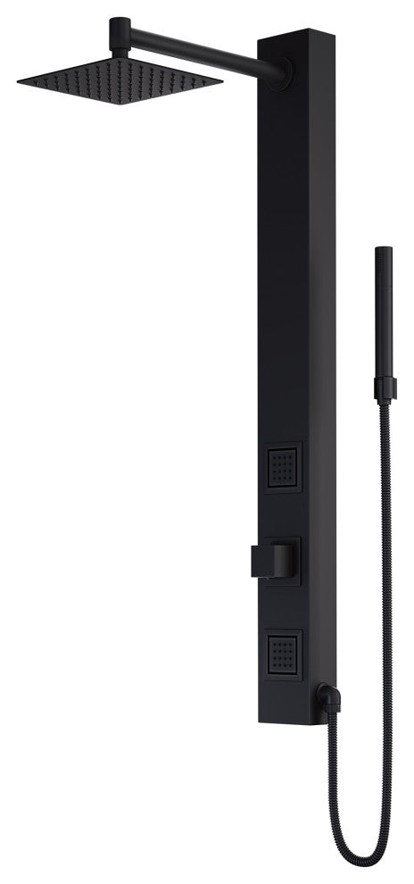 Orchid 39" H x 4" W 2-Jet Retro Shower Panel with Square Shower Head, Matte Black