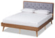 Janine Modern Velvet Fabric Upholstered Platform Bed, Gray, King