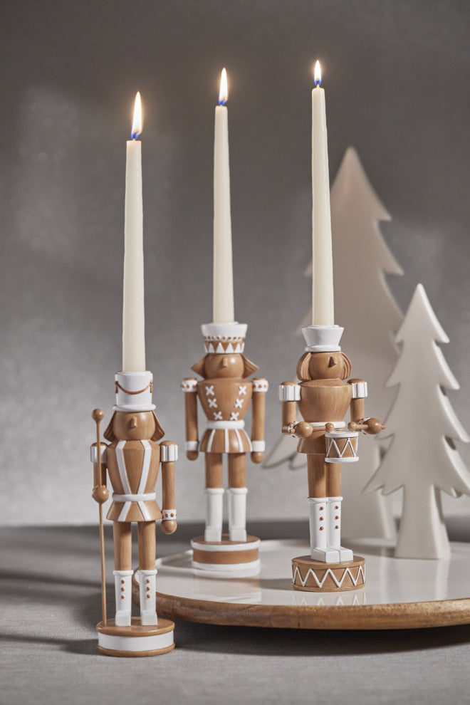 Gelsey 9.75" Tall Nutcracker at Halt Taper Candle Holder