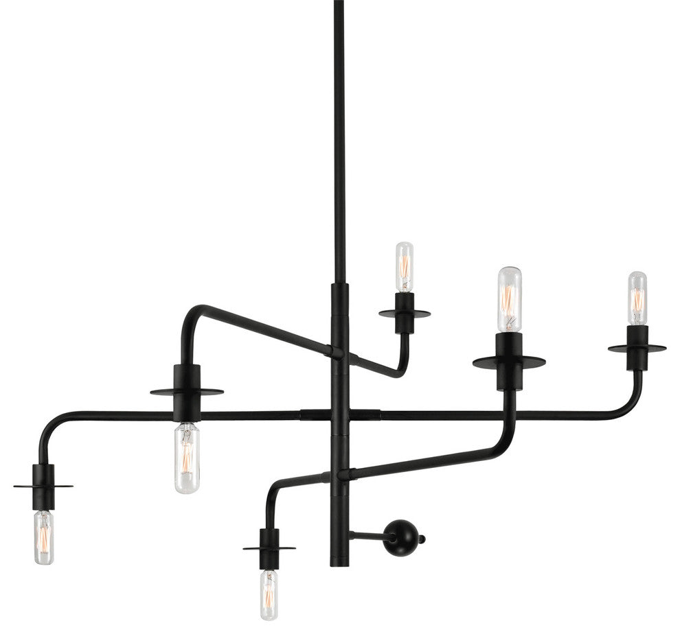 Atelier Urban Edge 6-Light Pendant, Satin Black With Frosted Optical Acrylic